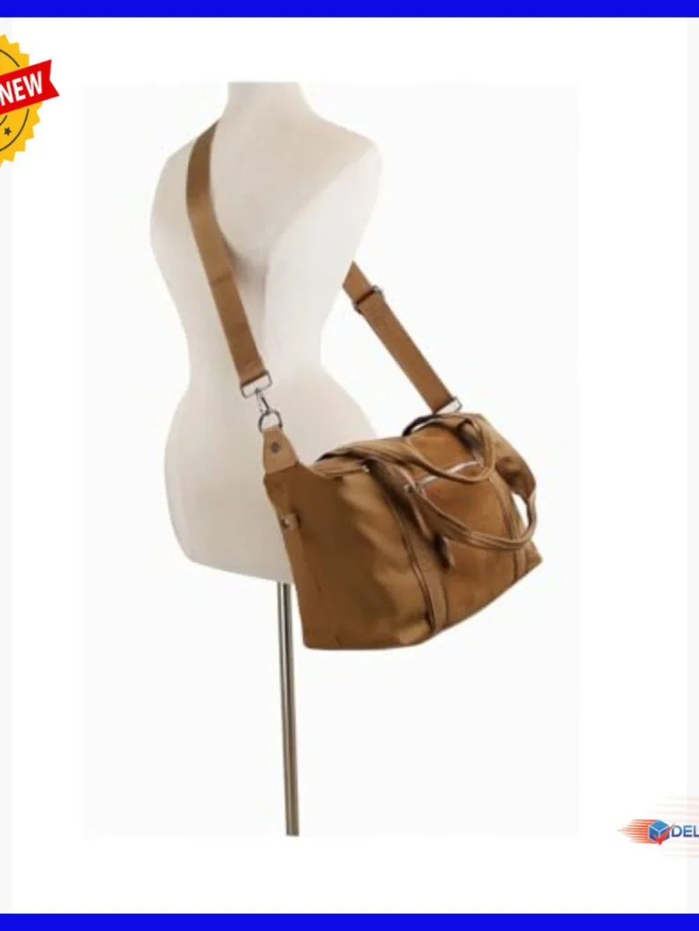 Large Hobo Shoulder Bag with Crossbody Strap, Microfiber Suede - Picture 6 of 6